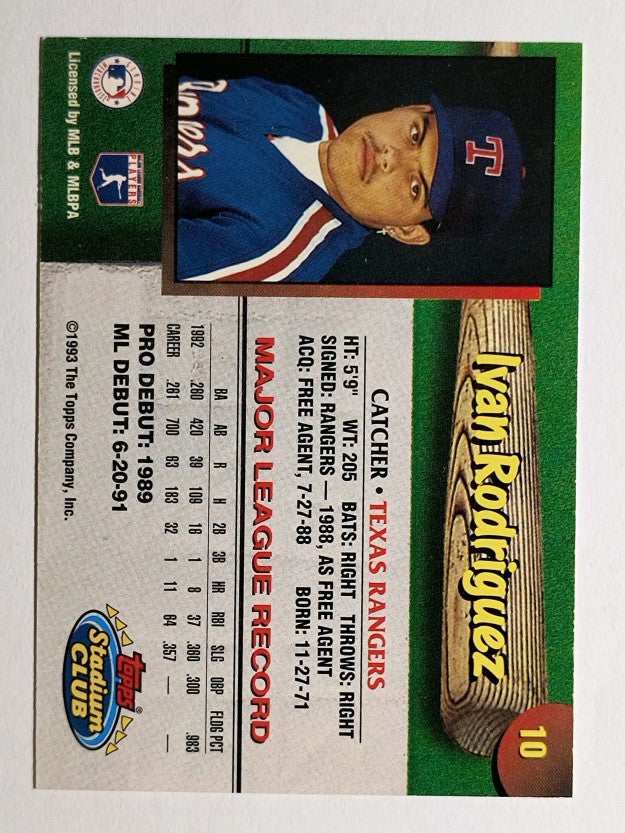 1993 Rangers Stadium Club #10 Ivan Rodriguez