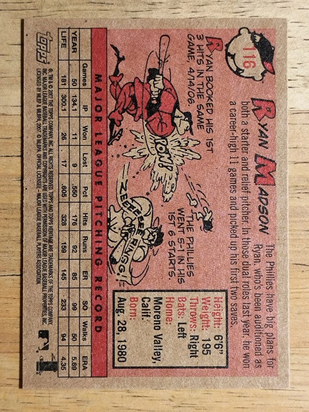 2007 Topps Heritage #116 Ryan Madson