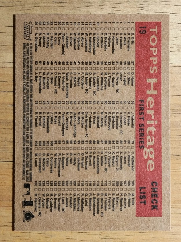 2007 Topps Heritage #19 San Francisco Giants TC