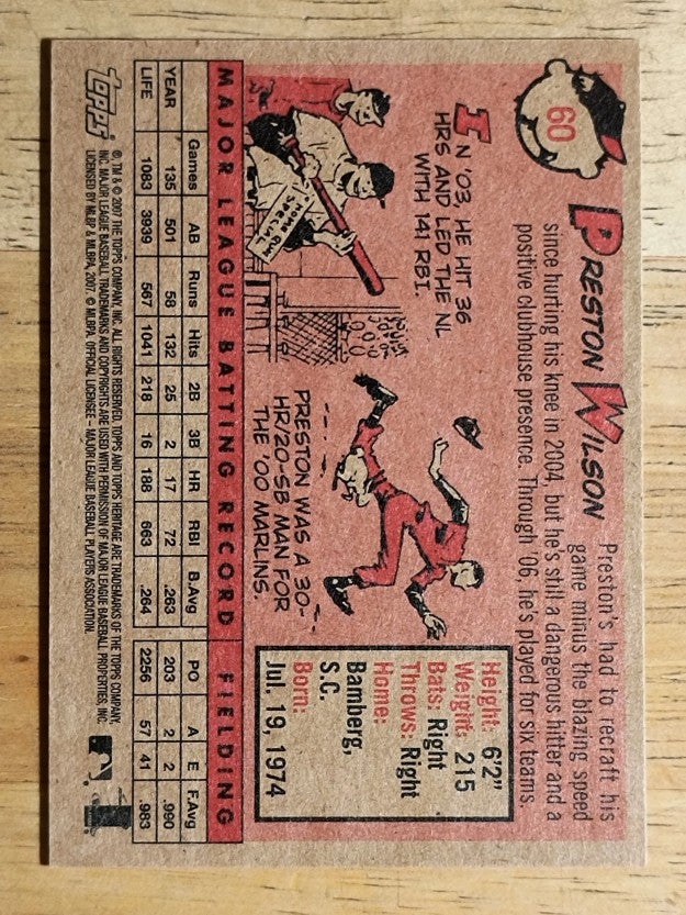 2007 Topps Heritage #60a Preston Wilson