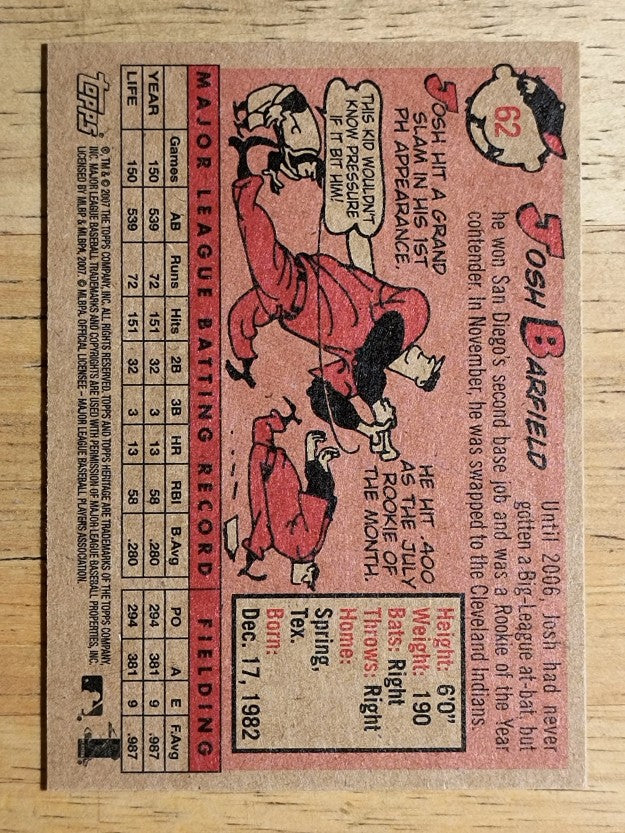 2007 Topps Heritage #62 Josh Barfield