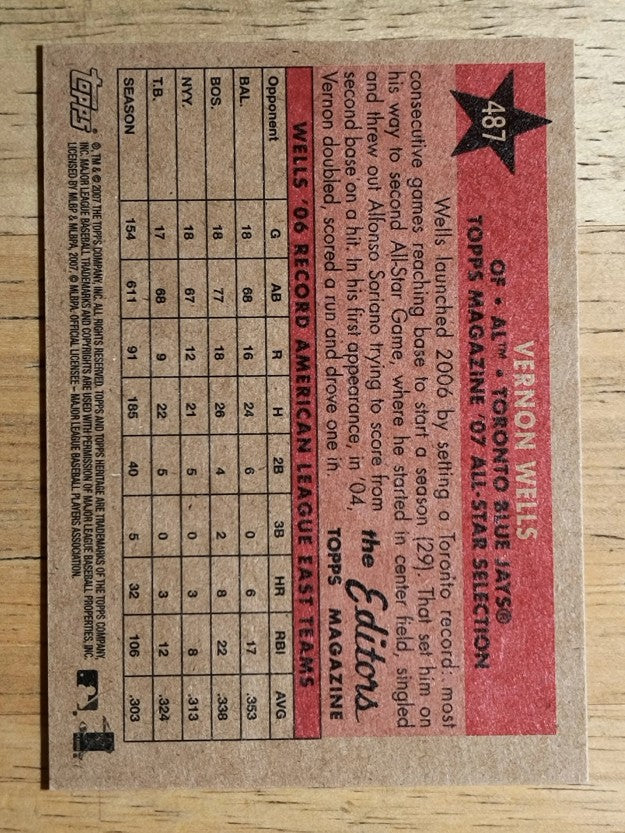 2007 Topps Heritage #487 Vernon Wells AS