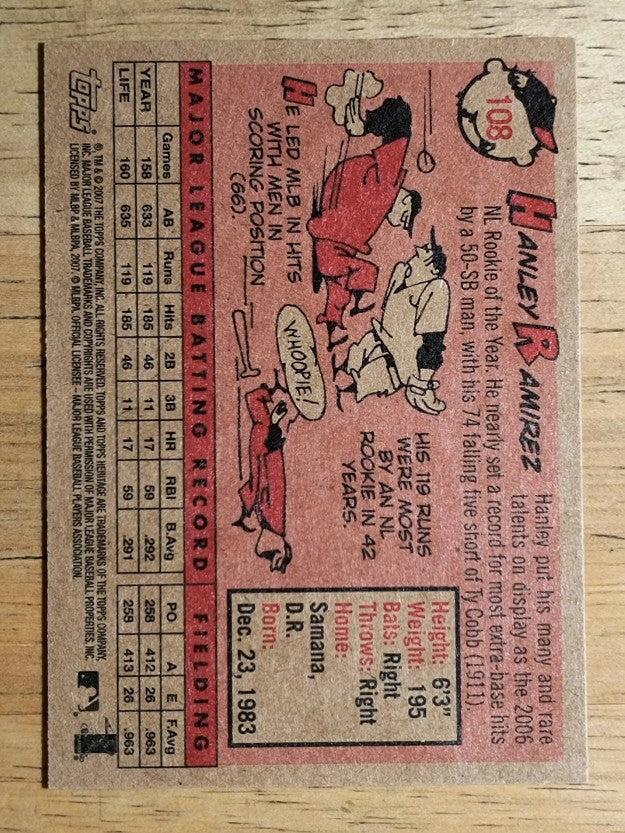 2007 Topps Heritage #108a Hanley Ramirez