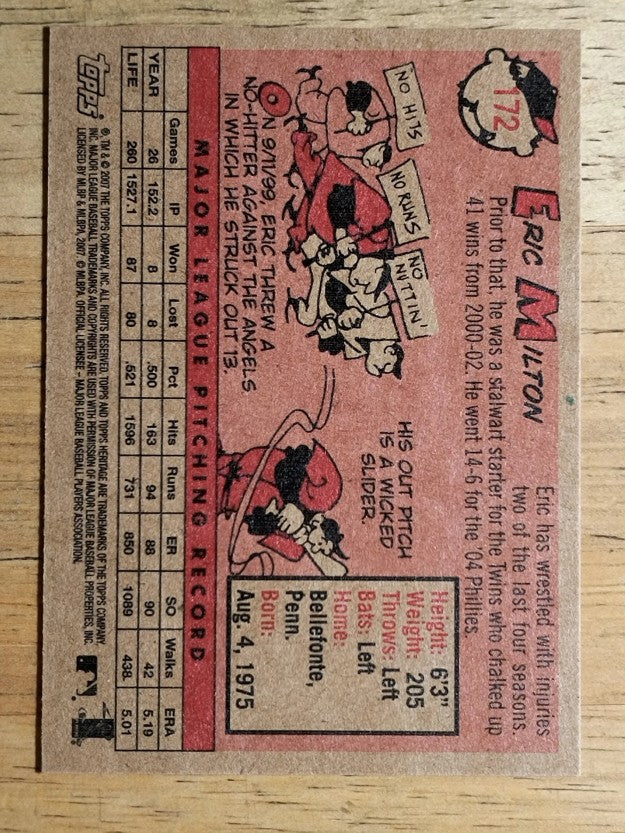 2007 Topps Heritage #172 Eric Milton
