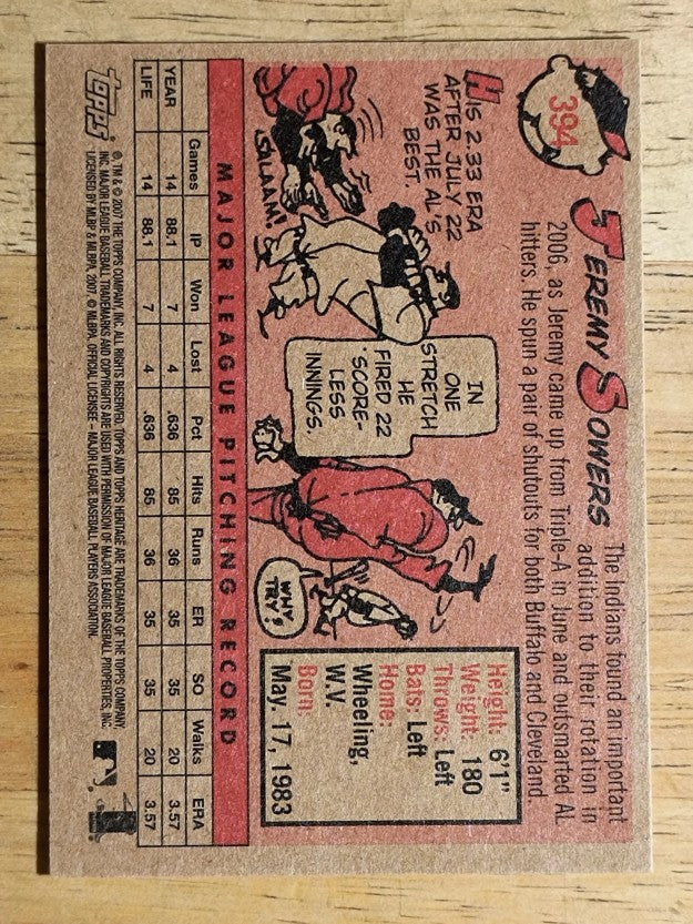 2007 Topps Heritage #394 Jeremy Sowers