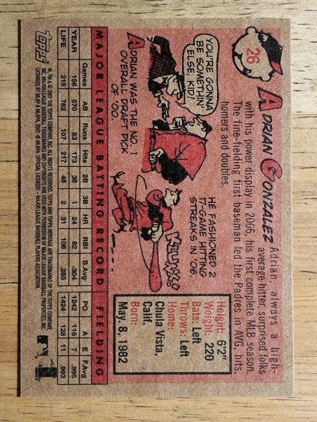 2007 Topps Heritage #26 Adrian Gonzalez