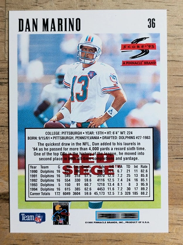 1995 Score Red Siege #36 Dan Marino