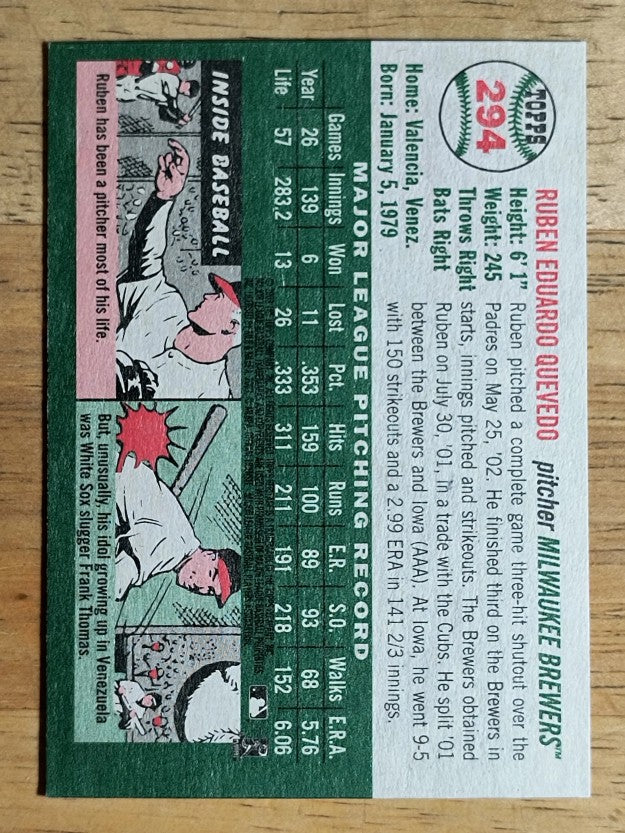 2003 Topps Heritage #294 Ruben Quevedo