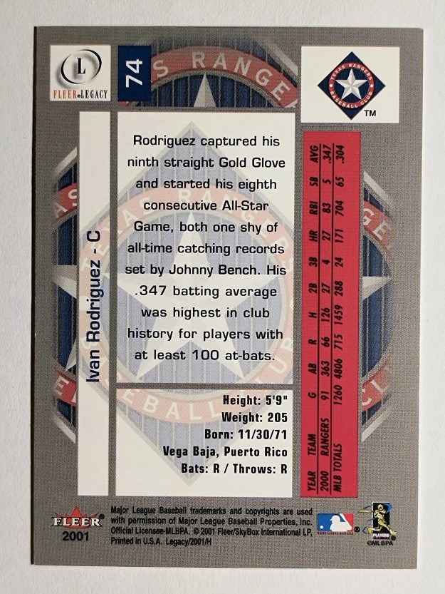 2001 Fleer Legacy #74 Ivan Rodriguez