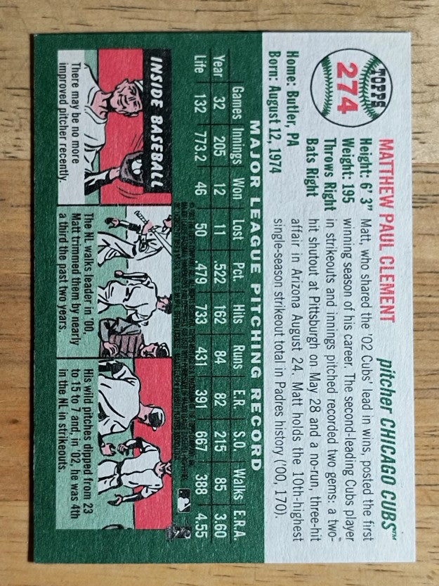 2003 Topps Heritage #274 Matt Clement
