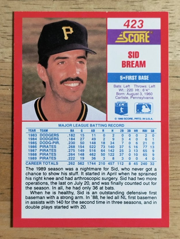 1990 Score #423 Sid Bream