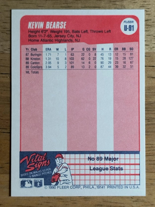 1990 Fleer Update #U91 Kevin Bearse RC