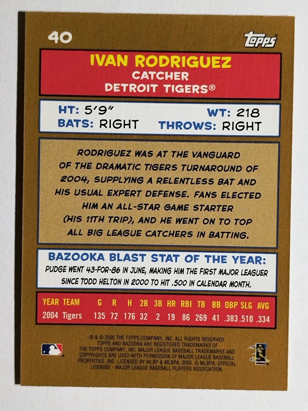 2005 Bazooka Gold Chunks #40 Ivan Rodriguez