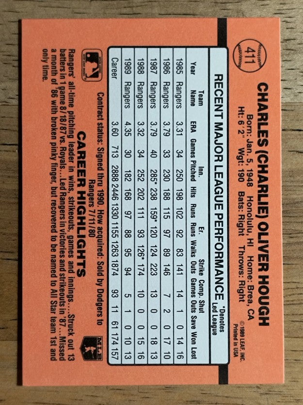 1990 Donruss #411 Charlie Hough