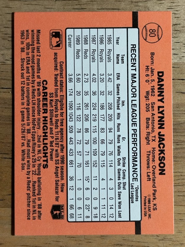 1990 Donruss #80 Danny Jackson