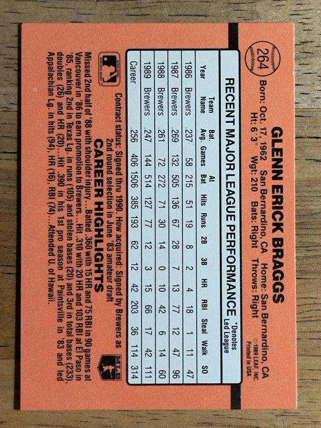 1990 Donruss #264 Glenn Braggs