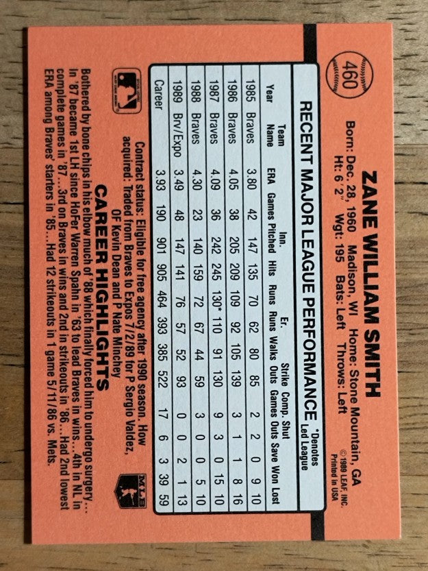 1990 Donruss #460 Zane Smith