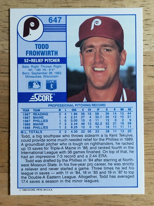 1989 Score #647 Todd Frohwirth