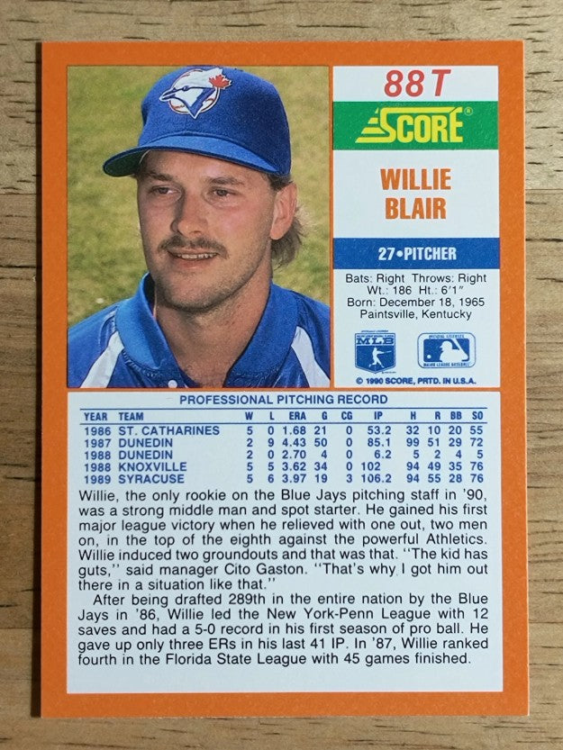 1990 Score Rookie/Traded #88T Willie Blair RC