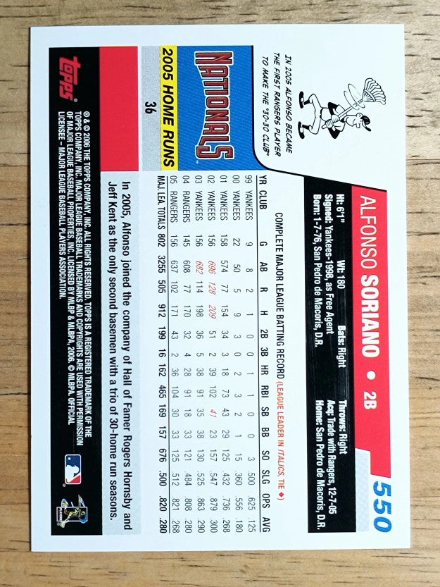 2006 Topps #550 Alfonso Soriano