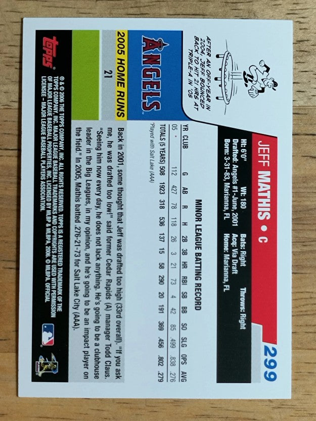 2006 Topps #299 Jeff Mathis