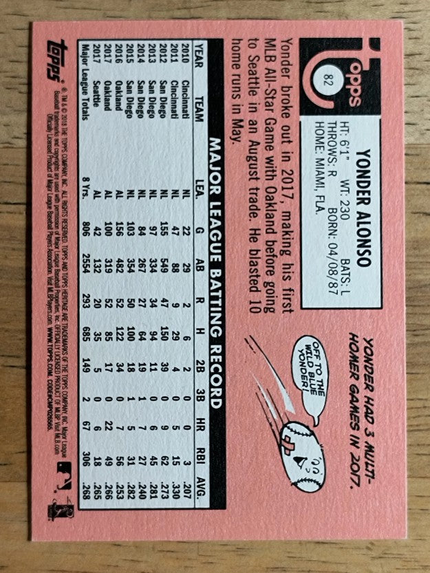2018 Topps Heritage #82 Yonder Alonso