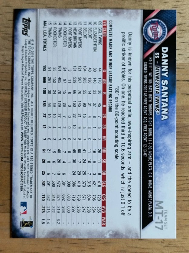 2016 Twins Topps #MIN17 Danny Santana