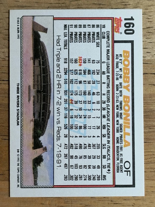 1992 Topps #160 Bobby Bonilla