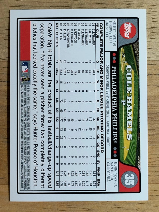 2008 Topps #35 Cole Hamels