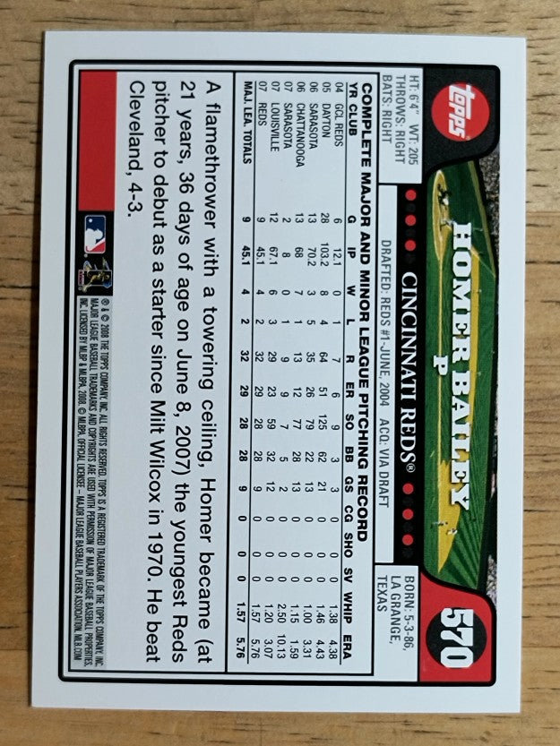 2008 Topps #570 Homer Bailey