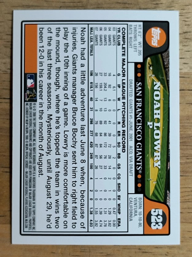 2008 Topps #523 Noah Lowry