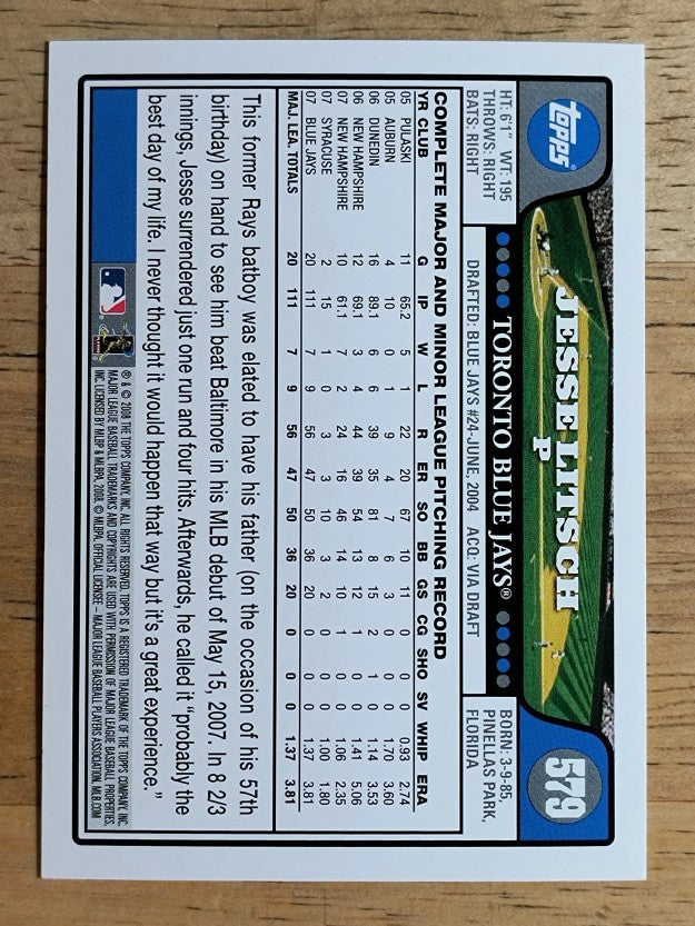 2008 Topps #579 Jesse Litsch