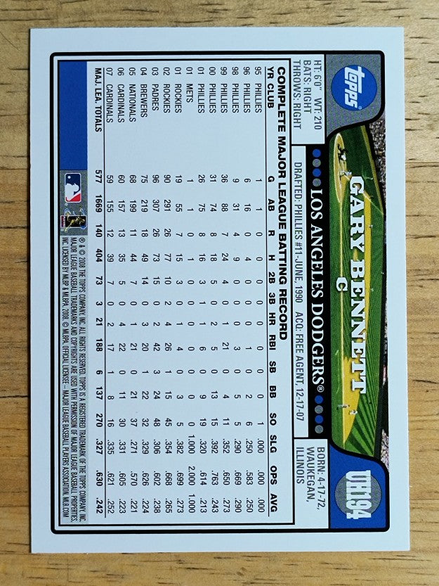 2008 Topps Update #UH194 Gary Bennett
