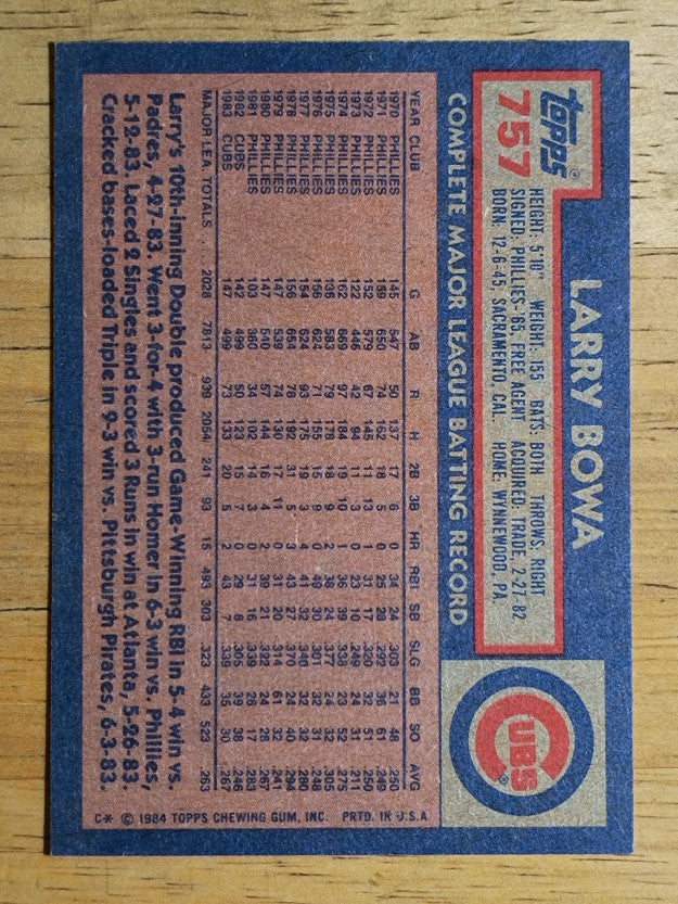 1984 Topps #757 Larry Bowa