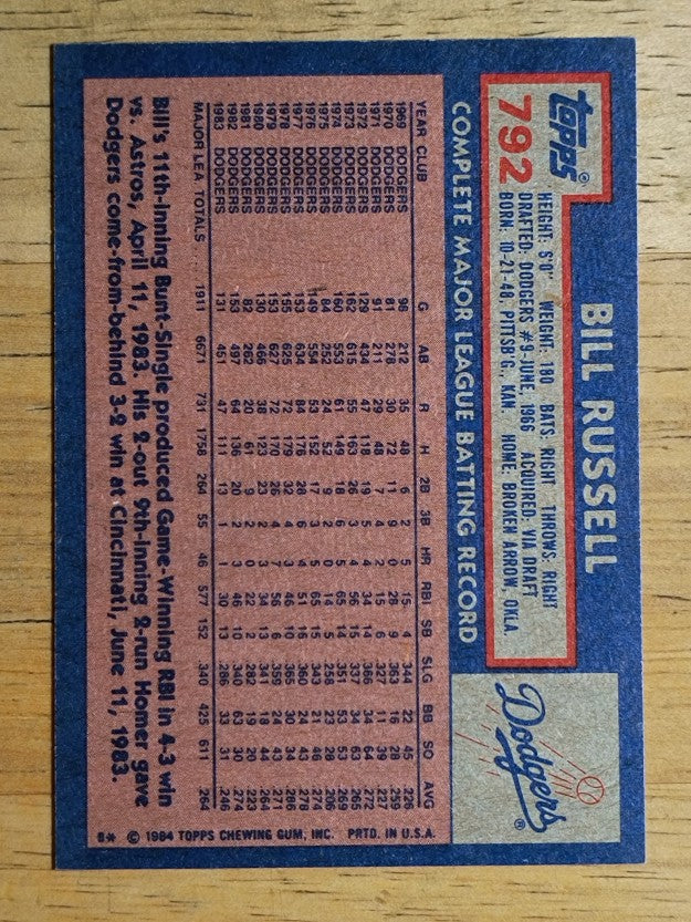 1984 Topps #792 Bill Russell