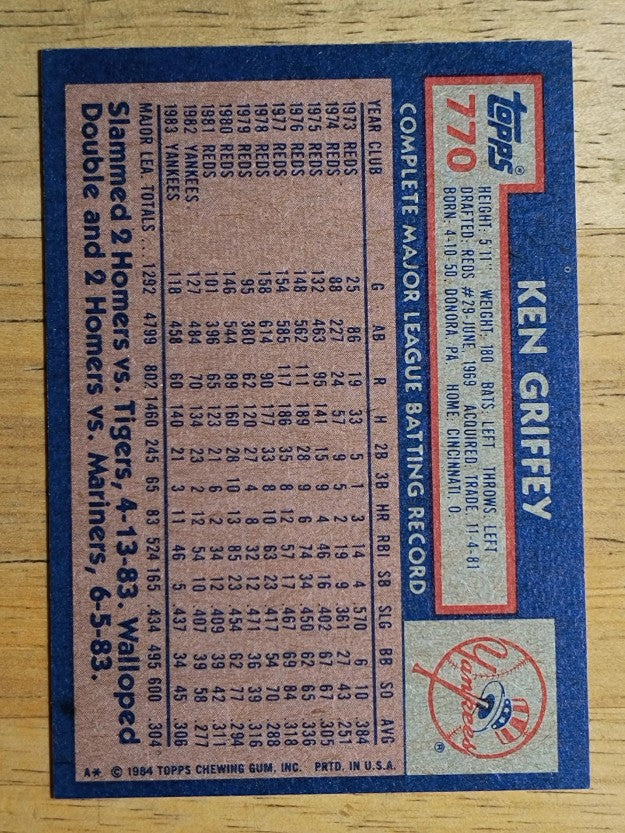 1984 Topps #770 Ken Griffey