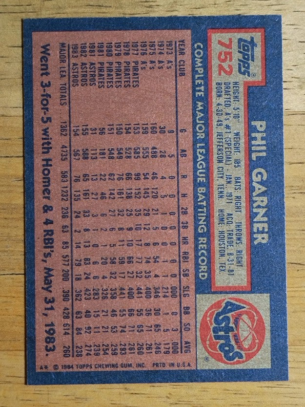 1984 Topps #752 Phil Garner