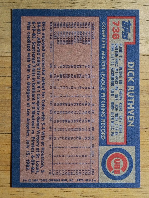 1984 Topps #736 Dick Ruthven