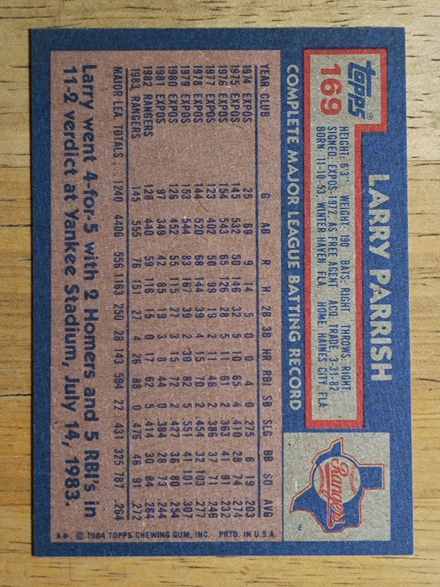 1984 Topps #169 Larry Parrish