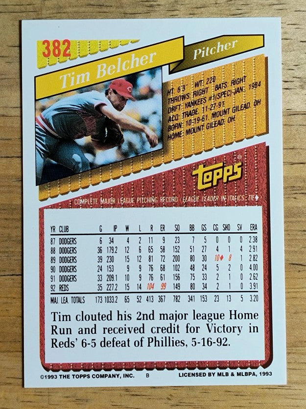 1993 Topps #382 Tim Belcher