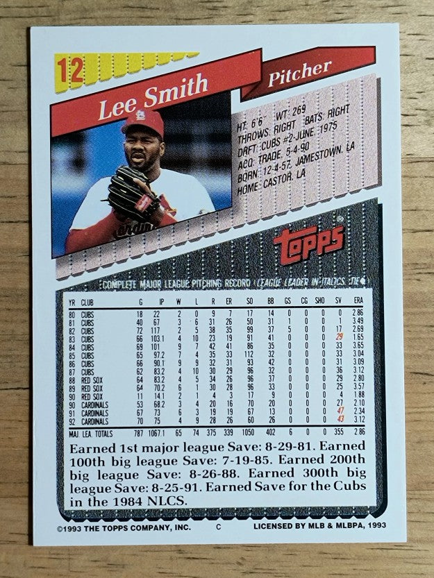 1993 Topps #12 Lee Smith