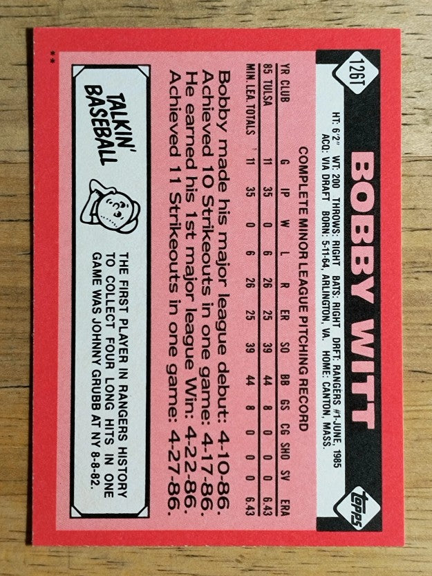 1986 Topps Traded #126T Bobby Witt XRC