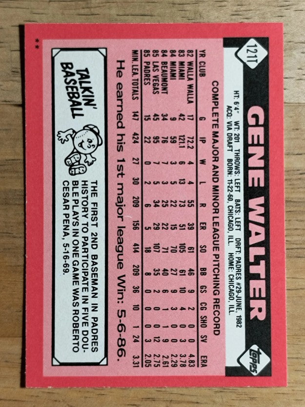 1986 Topps Traded #121T Gene Walter