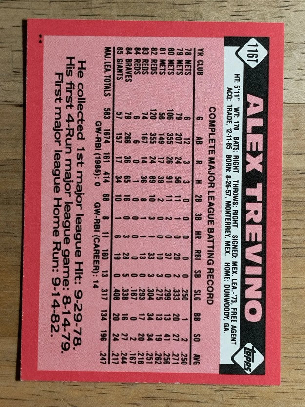 1986 Topps Traded #116T Alex Trevino
