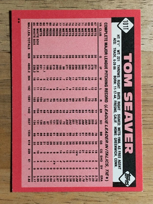 1986 Topps Traded #101T Tom Seaver
