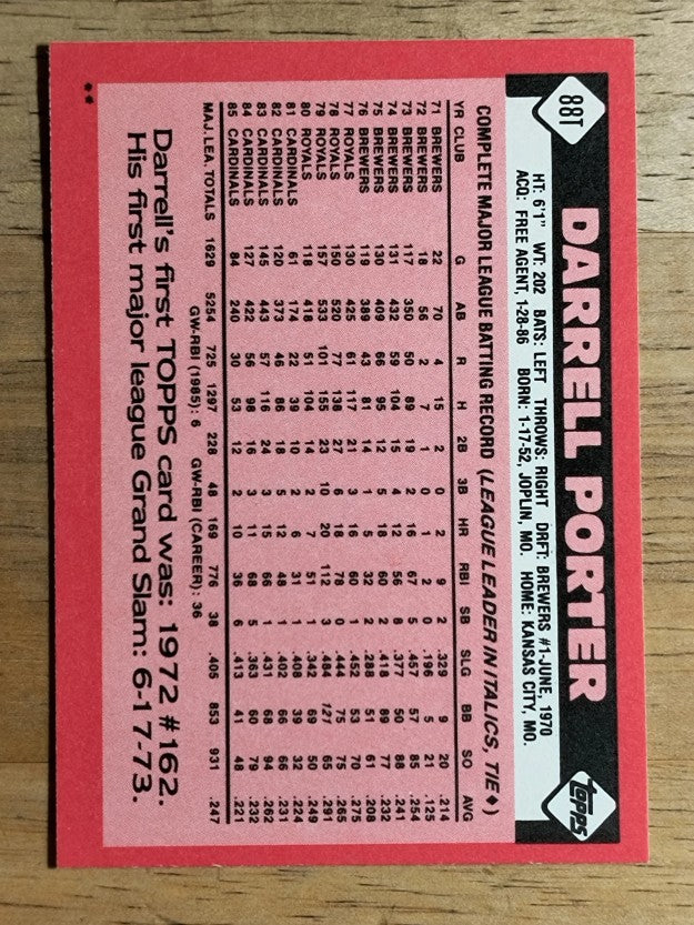 1986 Topps Traded #88T Darrell Porter