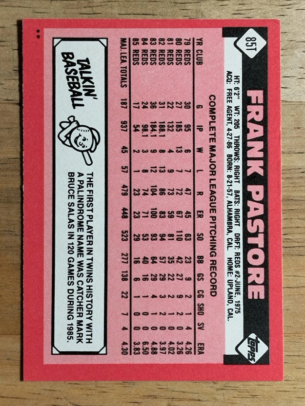 1986 Topps Traded #85T Frank Pastore