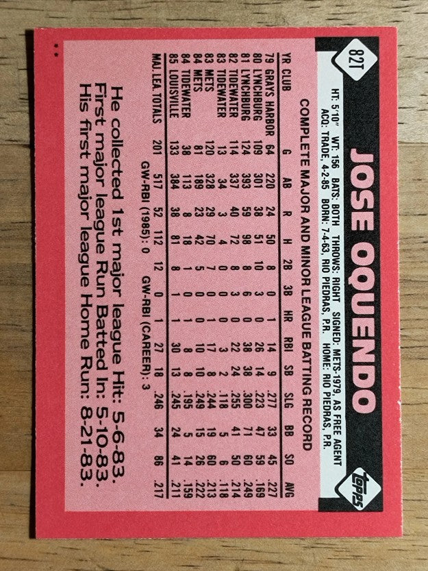 1986 Topps Traded #82T Jose Oquendo
