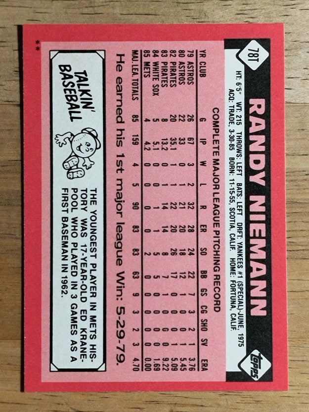1986 Topps Traded #78T Randy Niemann