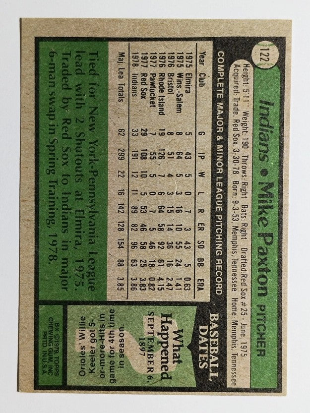 1979 Topps #122 Mike Paxton (EX)